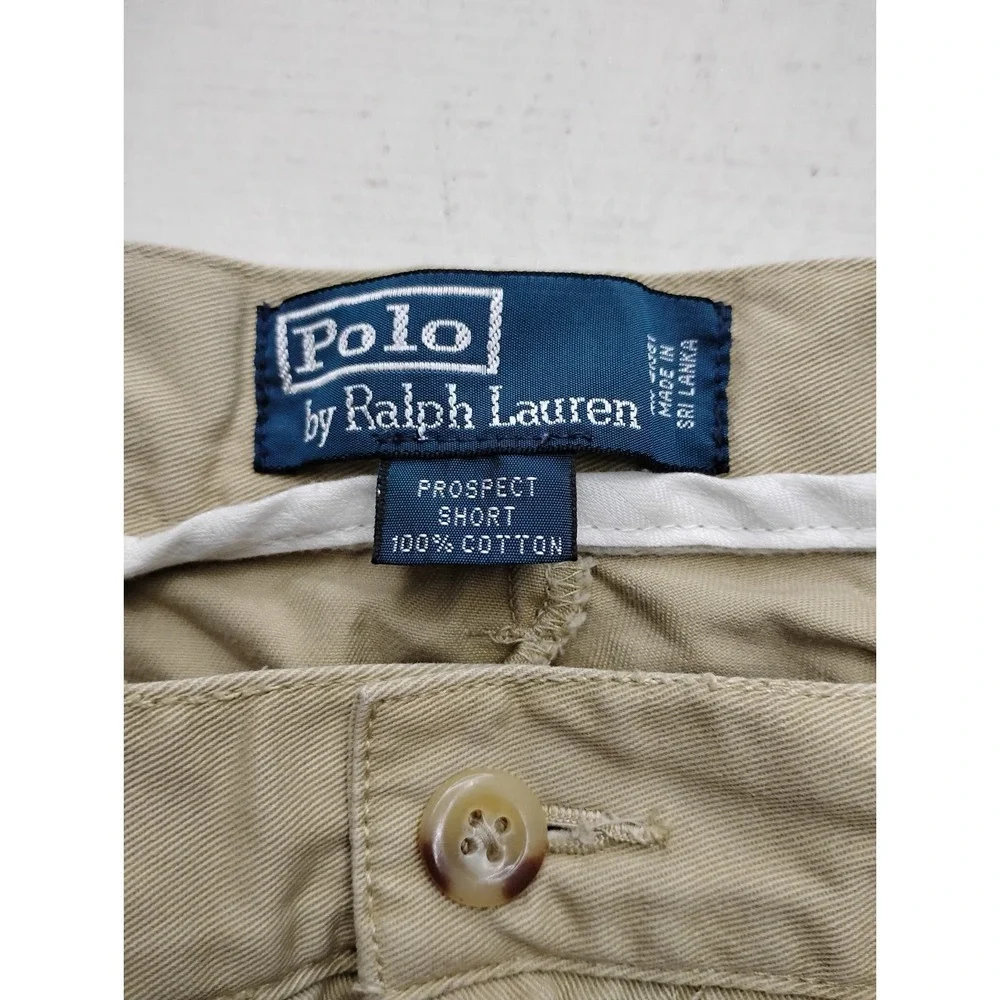 Polo Ralph Lauren‎ Prospect Beige Cotton Chino Shorts Flat Front Mens 33 10in